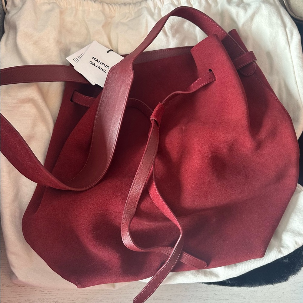 Mansur Gavriel Brick Red Suede Tote/Hobo Bag with Dust Bag